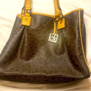Vintage Brown and tan leather Calvin Klein bag